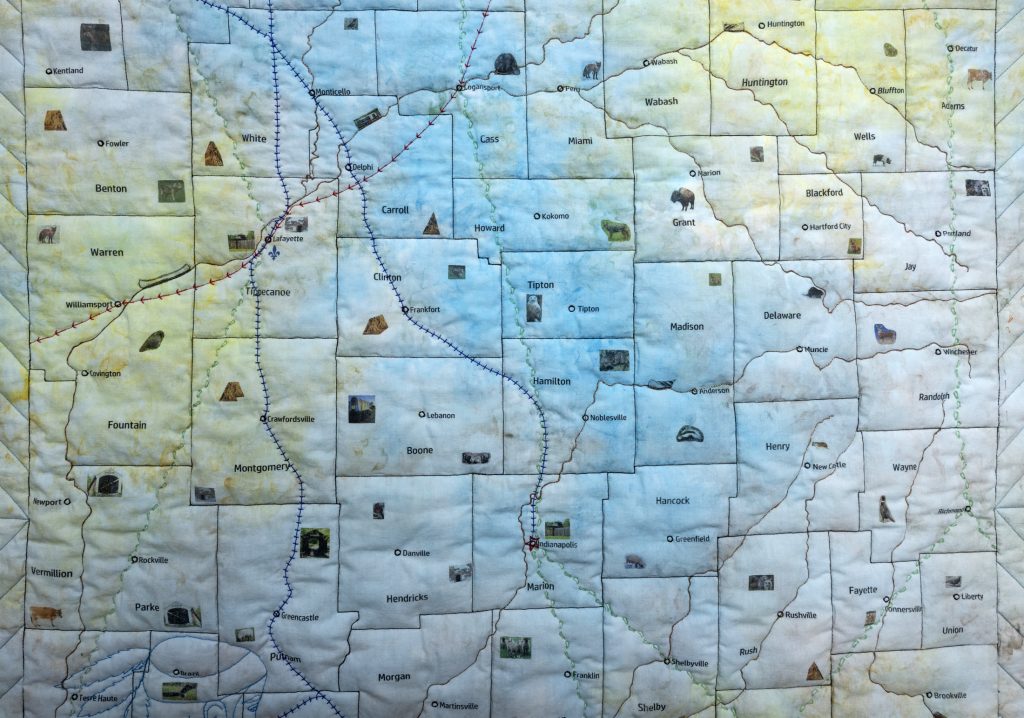 Detail of the northern Indiana counties on the Indiana Bicentennial Quilt